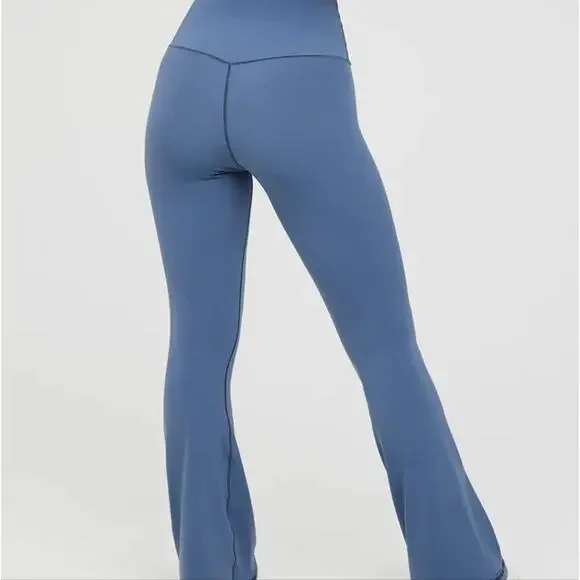 Aerie Offline Real Me High Waisted Crossover Super Flare Legging Marbled Blue XL - Picture 3 of 13